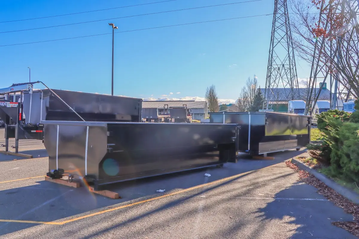 Roll-off dumpster ready for waste disposal at job site for Cleanout Dumpster Rental in La Crescent